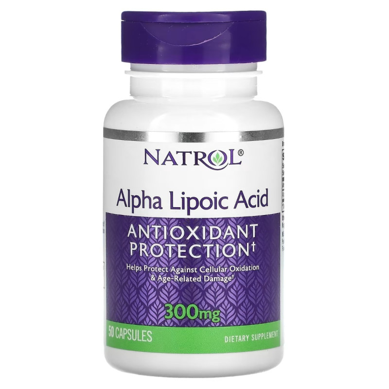 Альфа-липоевая кислота, 300 мг, Alpha-Lipoic Acid, Natrol, 50 капсул
