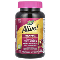 Мультивитамины для беременных, вкус клубники и лимона, Alive! Prenatal Premium Gummy, Nature's Way, 75 жевательных конфет