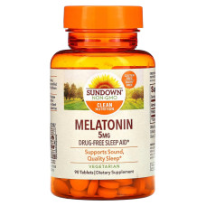 Мелатонин, 5 мг, Melatonin, Sundown Naturals, 90 таблеток