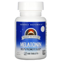 Мелатонин 1мг, Наука сна, Source Naturals, 100 таблеток