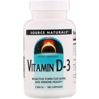 Витамин D3 2000МЕ, Source Naturals, 100 капсул