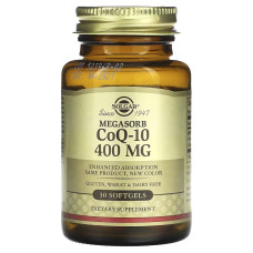 Коэнзим Q-10, 400 мг, Megasorb CoQ-10, Solgar, 30 гелевых капсул