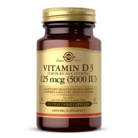 Вітамін D3, Cholecalciferol, 5000 IU, 125 мкг, Solgar, 60 вегетаріанських капсул