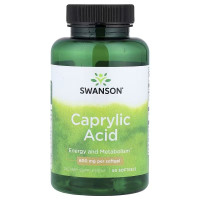 Каприлова кислота, 600 мг, Caprylic Acid, Swanson, 60 гелевих капсул