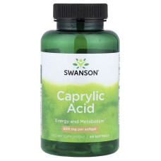 Каприлова кислота, 600 мг, Caprylic Acid, Swanson, 60 гелевих капсул