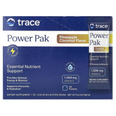 Електроліти, смак ананаса кокосу, Power Pak, Trace Minerals, 30 пакетів по 6 гр