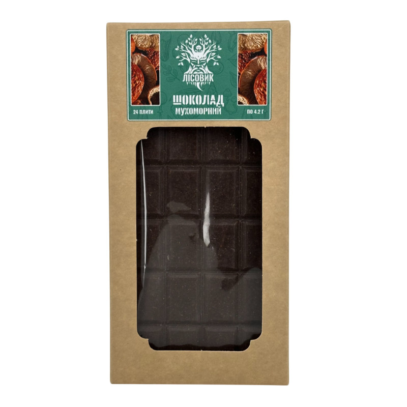 Шоколад грибний із мухомором червоним, "Лісовик", 100 грам (24 плитки по 4.2 г)
