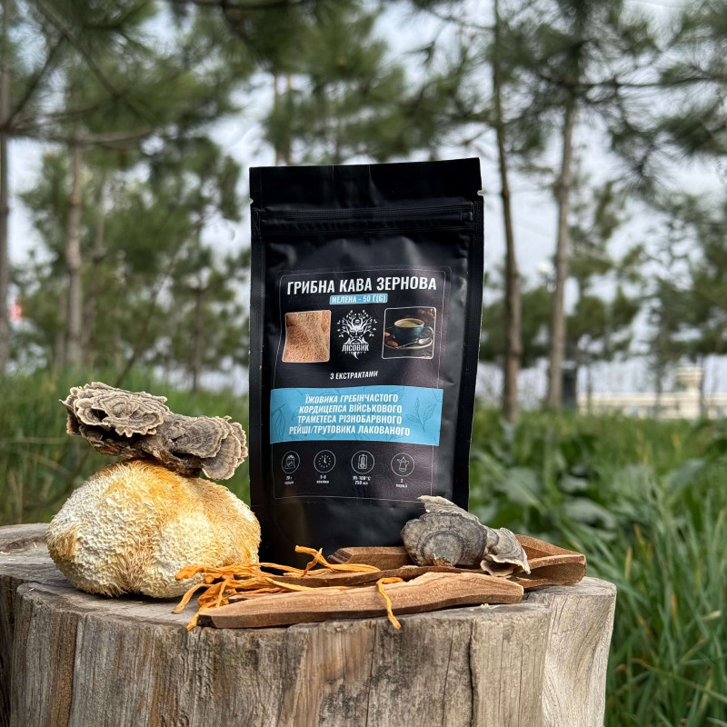 Грибной кофе (зерновой молотый), "Лесовик", 50 грамм