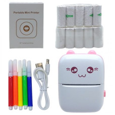 Портативный термопринтер "Mini Printer" (бумага и фломастеры в комплекте), розовый