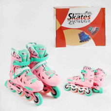 Ролики размер 34-37 (6) цвет Розовый, колеса PU, ПЕРЕДНЕЕ КОЛЕСО СВЕТ, d колес – 6.5 см, в коробке