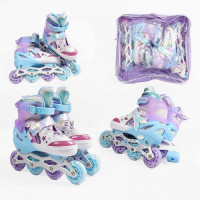 Ролики размер 29-33 (6) цвет Фиолетовый, стелька 18-21 см, колеса PU, d колес – 6 см, подсветка колес, в сумке