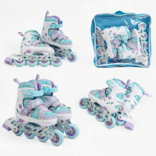 Ролики размер 29-33 (6) цвет Бирюзовый, стелька 18-20 см, колеса PU, d колес – 6 см, подсветка колес, в сумке