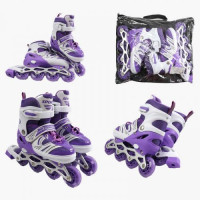 Ролики /розмір 39-43/ колір – ФІОЛЕТОВИЙ (6) колеса PU, ПЕРЕДНЄ КОЛЕСО СВІТЛО, d – 6.5 см, в сумці