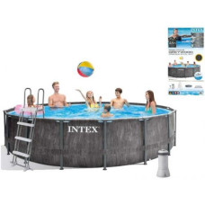 Intex Бассейн каркасный (объем:16805л, размер:457x122см, насос-фильтр:3 785 л/ч, стремянка, тент, подстилка), в коробке
