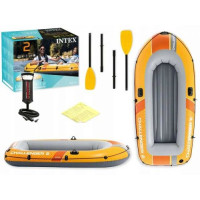 Intex Двухместная надувная лодка 236х114х41см, (весла, ручной насос) 3-х камерный