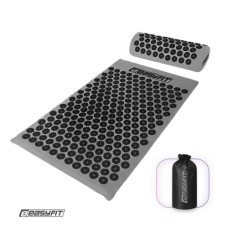 Массажный коврик Easyfit с подушкой (аппликатор Кузнецова) + чехол Серый с черным