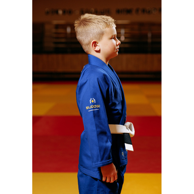 Синє дитяче кімоно для хлопчиків, грепплінг, TM BUDOGI, зріст 150 см, щільність 350 гр/м.кв.
