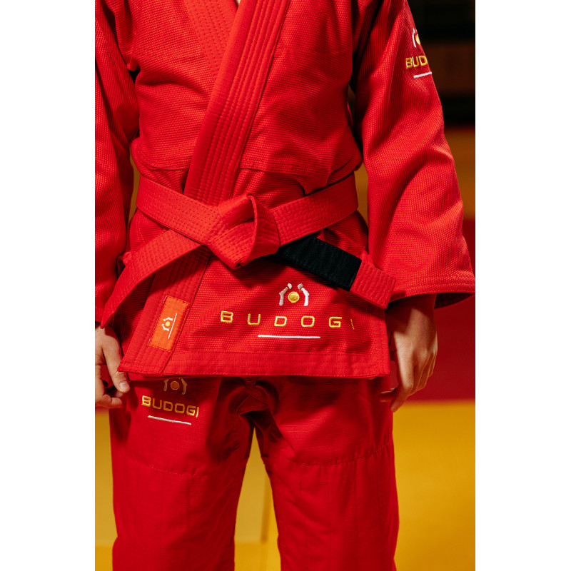 Червоне дитяче кімоно для хлопчиків, грепплінг, TM BUDOGI, зріст 120 см, щільність 350 гр/м.кв.