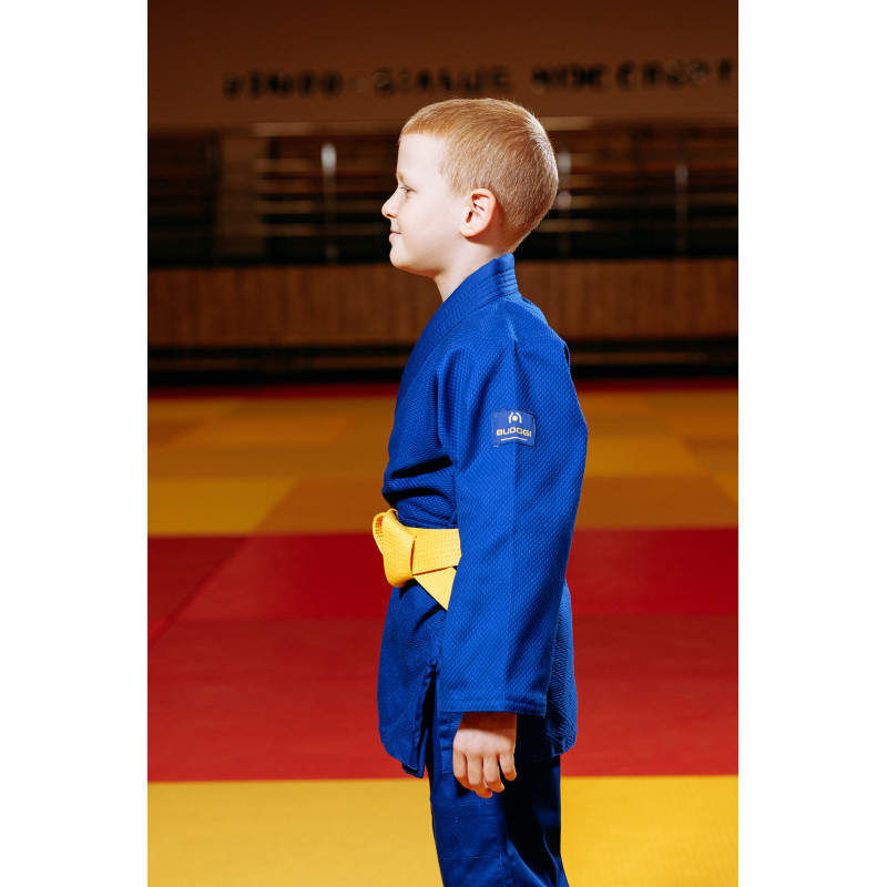 Синє дитяче кімоно для хлопчиків, дзюдо, TM BUDOGI серія BEGINNER - оновлена модель, 120 розмір, щільність 400 гр/м.кв.