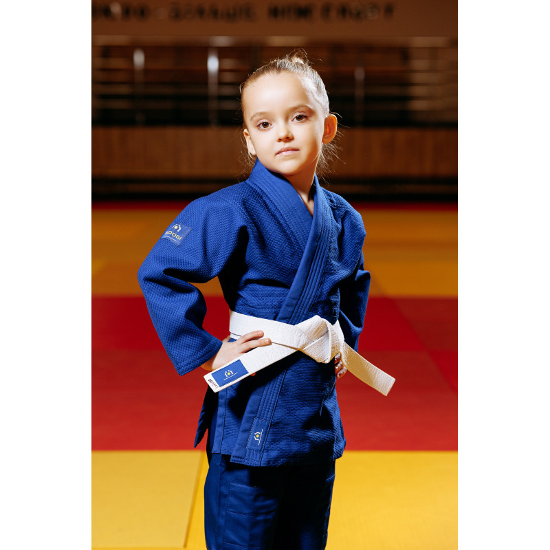 Синє дитяче кімоно для дівчаток, дзюдо, TM BUDOGI серія BEGINNER, зріст 140 см, щільність 350 гр/м.кв.