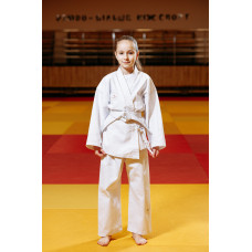 Біле дитяче кімоно для дівчаток, рукопашний бій, TM BUDOGI, зріст 120 см, щільність 240 гр./м.кв.