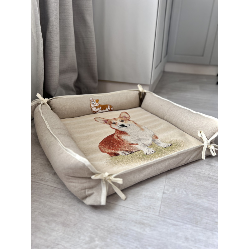Лежак для тварин+водовідштовхуючий матрац гобеленовий CORGI-SET (48x48)