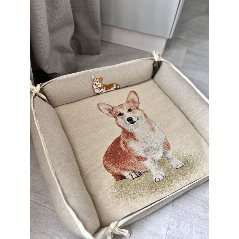 Лежак для тварин+водовідштовхуючий матрац гобеленовий CORGI-SET (48x48)