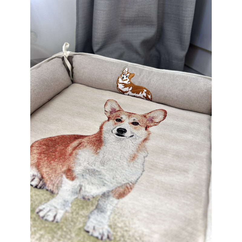 Лежак для тварин+водовідштовхуючий матрац гобеленовий CORGI-SET (48x48)