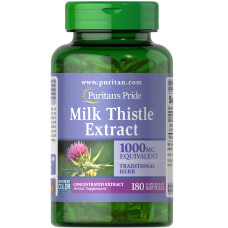 Розторопша, Milk Thistle 4: 1 (Silymarin), Puritan's Pride, 1000 мг, 180 гелевих капсул