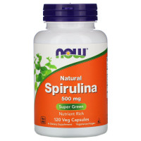 Спирулина натуральная, Spirulina, NOW Foods, 500 мг, 120 вегетарианских капсул