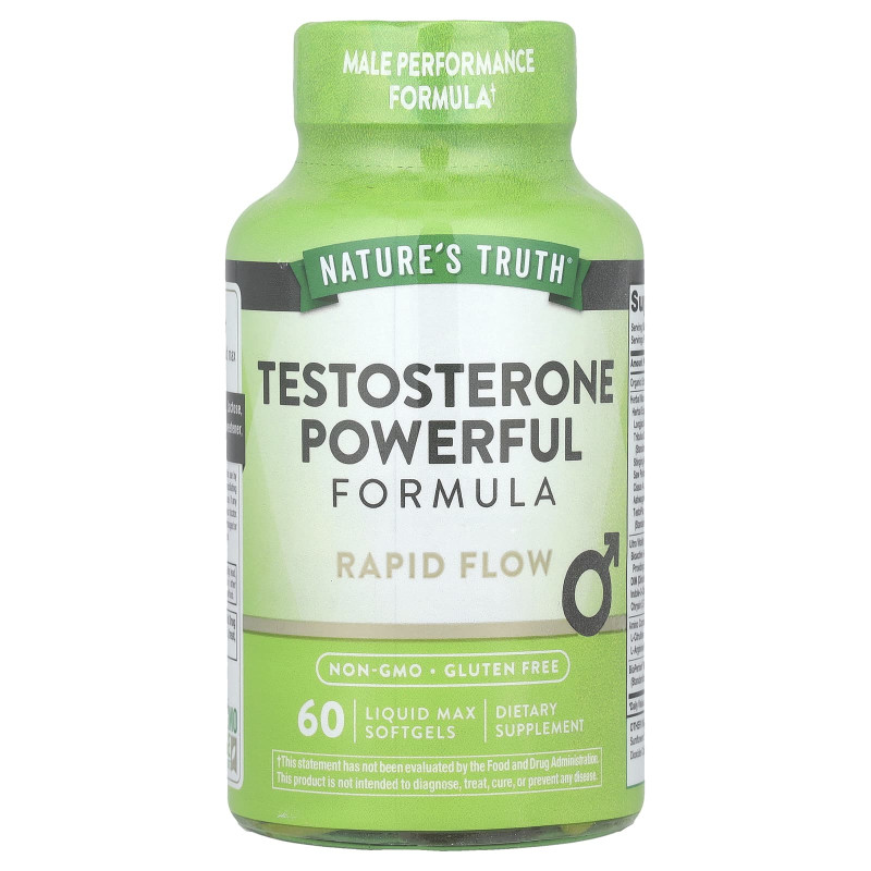 Підвищення рівня тестостерону, Testosterone Powerful Formula, Nature's Truth, потужна формула, 60 гелевих капсул