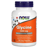 Глицин, Glycine, Now Foods, 1000 мг, 100 вегетарианских капсул
