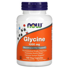 Глицин, Glycine, Now Foods, 1000 мг, 100 вегетарианских капсул