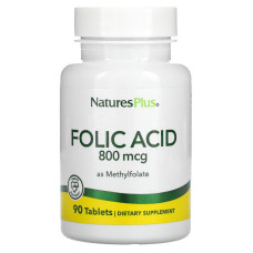 Фолієва кислота (метилфолат), Folic Acid, Nature's Plus, 800 мкг, 90 таблеток