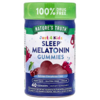 Мелатонін для сну, Sleep Melatonin, Just 4 Kids, Nature's Truth, для дітей, смак вишні, 40 веганських жувальних цукерок (1 г у кожній)