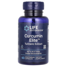 Куркума, Curcumin Elite Turmeric Extract, Life Extension, 60 вегетарианских капсул