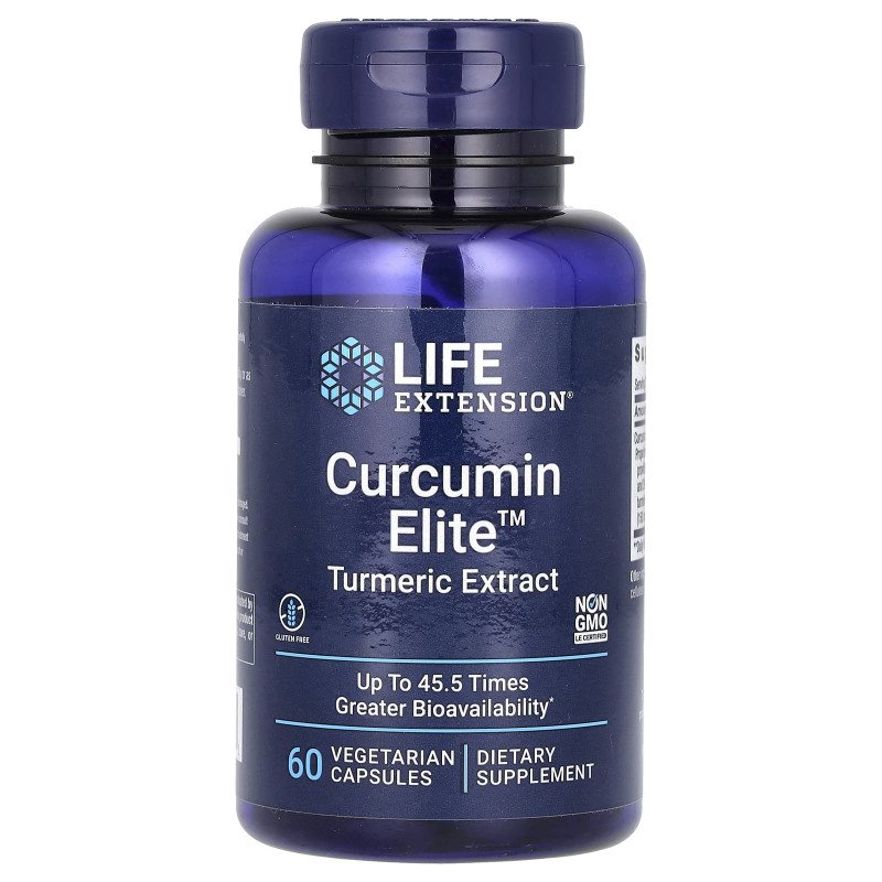 Куркума, Curcumin Elite Turmeric Extract, Life Extension, 60 вегетарианских капсул