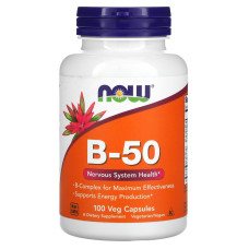 Вітаміни групи В-50, B-50, NOW Foods, комплекс, 100 вегетаріанських капсул