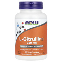 Цитруллин, L-Citrulline, Now Foods, 750 мг, 90 вегетарианских капсул