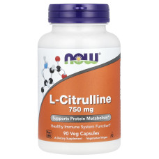 Цитрулін, L-Citrulline, Now Foods, 750 мг, 90 вегетаріанських капсул