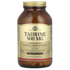 Таурин, Taurine, Solgar, 500 мг, 250 вегетарианских капсул
