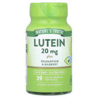 Лютеин плюс зеаксантин и черника, Lutein, Nature's Truth, 39 гелевых капсул быстрого высвобождения