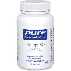 Гінкго Білоба, Ginkgo Biloba, Pure Encapsulations, для підтримки кисню, кровообігу та легенів проблем з пам'яттю, пов'язаних зі старінням, 160 мг, 120 капсул