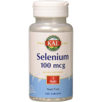 Селен, Selenium, KAL, без дрожжей, 100 мкг, 100 таблеток