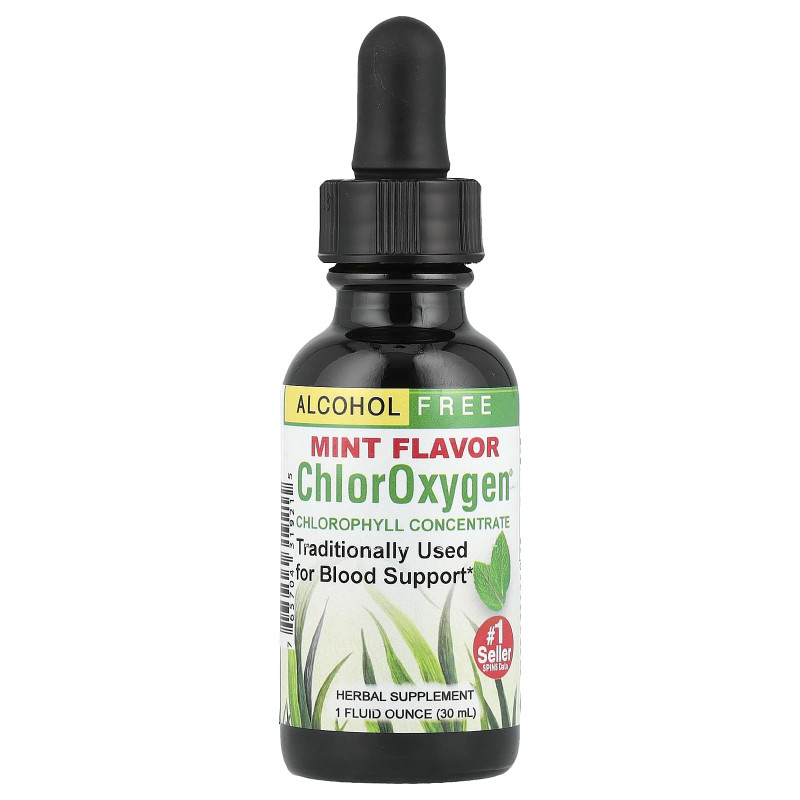 Концентрат хлорофілу, без спирту, ChlorOxygen, Chlorophyll Concentrate, Herbs Etc., зі смаком м'яти, 30 мл