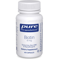 Біотин, Biotin, Pure Encapsulations, 8 мг, 60 капсул