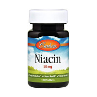 Ниацин (Витамин В3), Niacin, Carlson, 50 мг, 100 таблеток