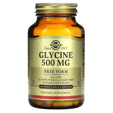 Глицин, Glycine, Solgar, 500 мг, 100 растительных капсул