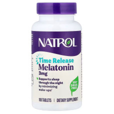 Мелатонін, Melatonin, Natrol, 3 мг, 100 таблеток сповільненого вивільнення