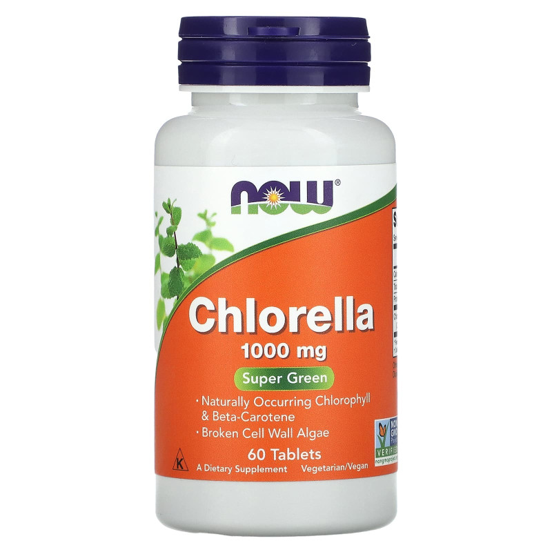 Хлорелла, Chlorella, NOW Foods, 1000 мг, 60 таблеток